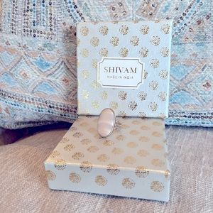 Shivam: White Agate Stone Silver Ring